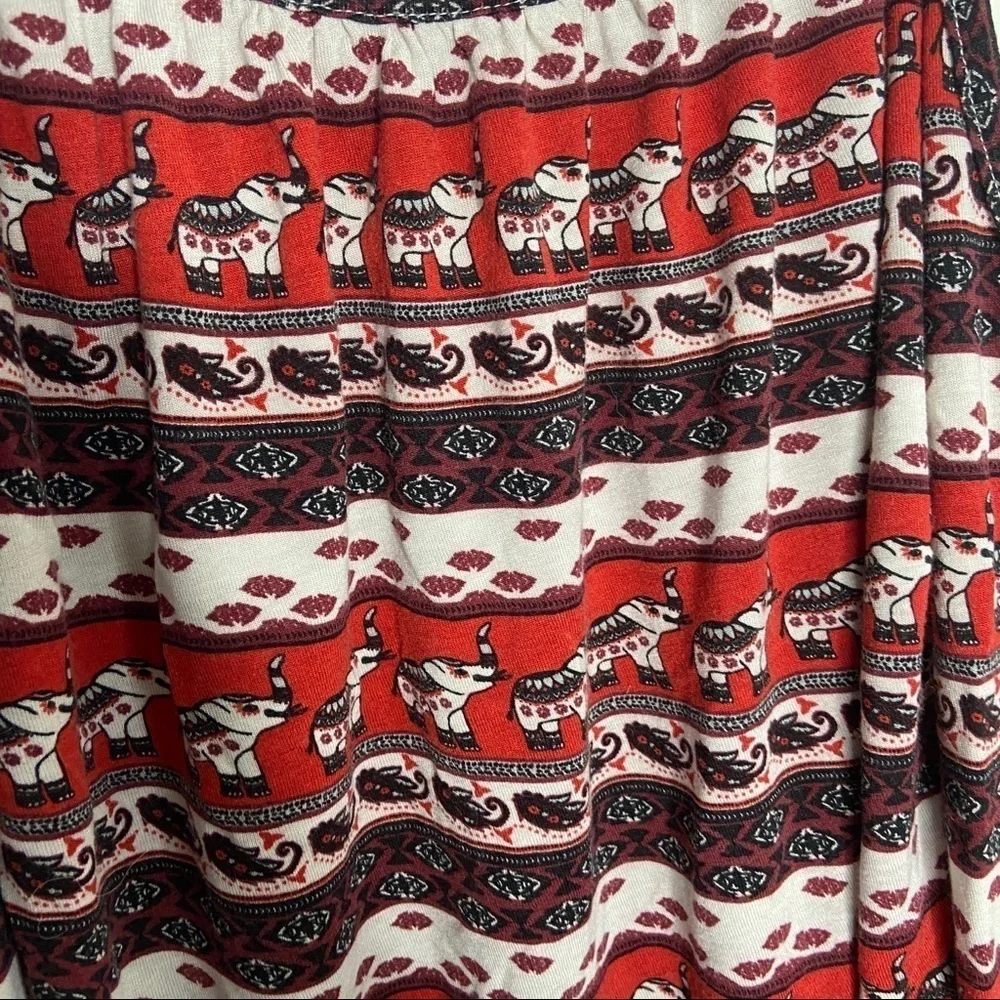 H&M Coachella Red Tribal Crop Top XS Red Ivory